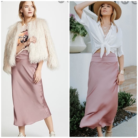 Free People Normani Bias Satin Midi Skirt - Picture 1 of 9